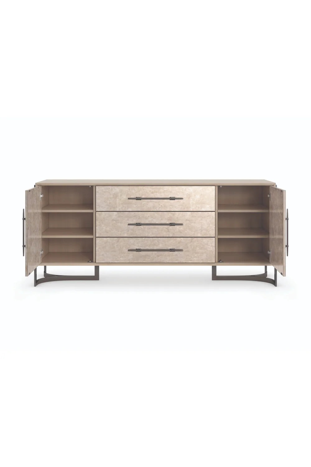 Luxury Amber Silverleaf 2-Door Sideboard European Style for Villa