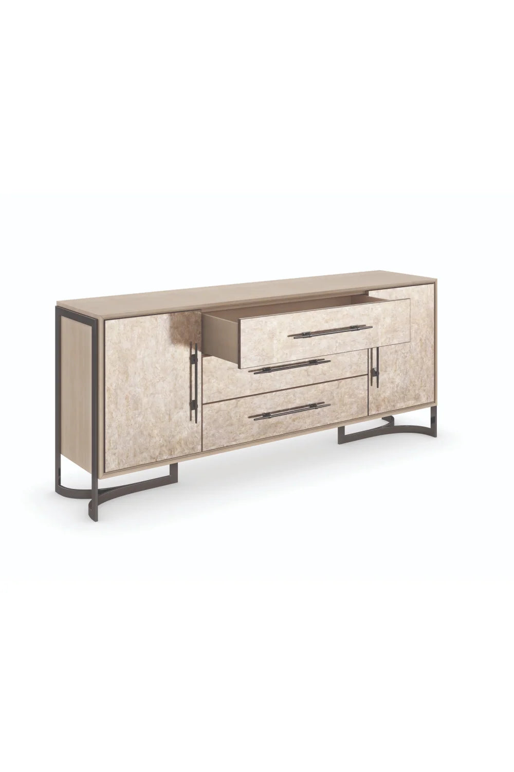 Luxury Amber Silverleaf 2-Door Sideboard European Style for Villa