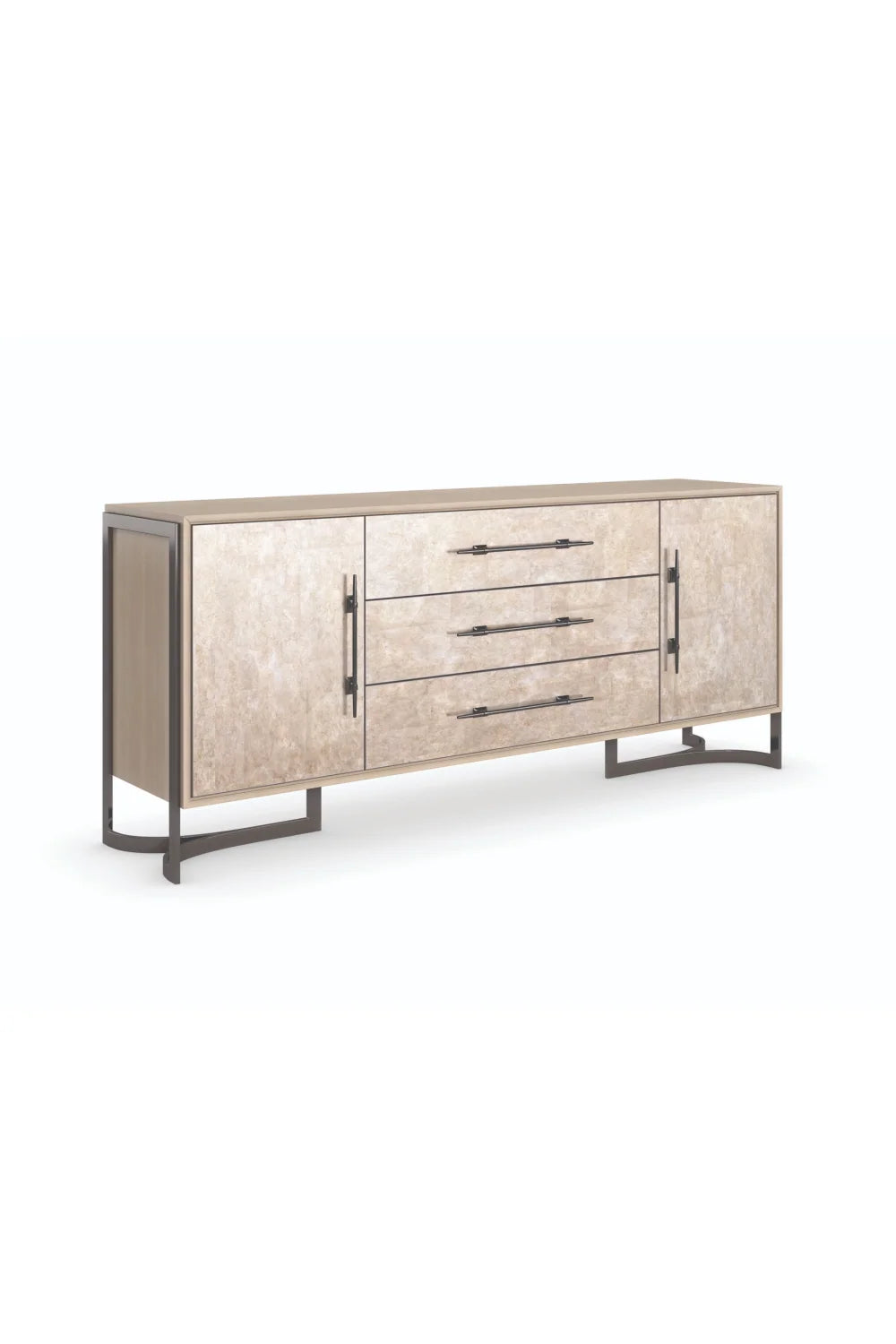 Luxury Amber Silverleaf 2-Door Sideboard European Style for Villa