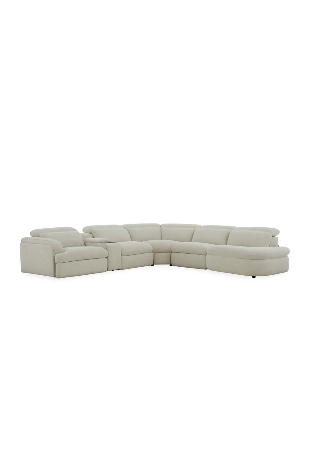 Luxury Ambler White Fabric L-Shaped Recliner Sectional Sofa Modern Italian Style for Villa