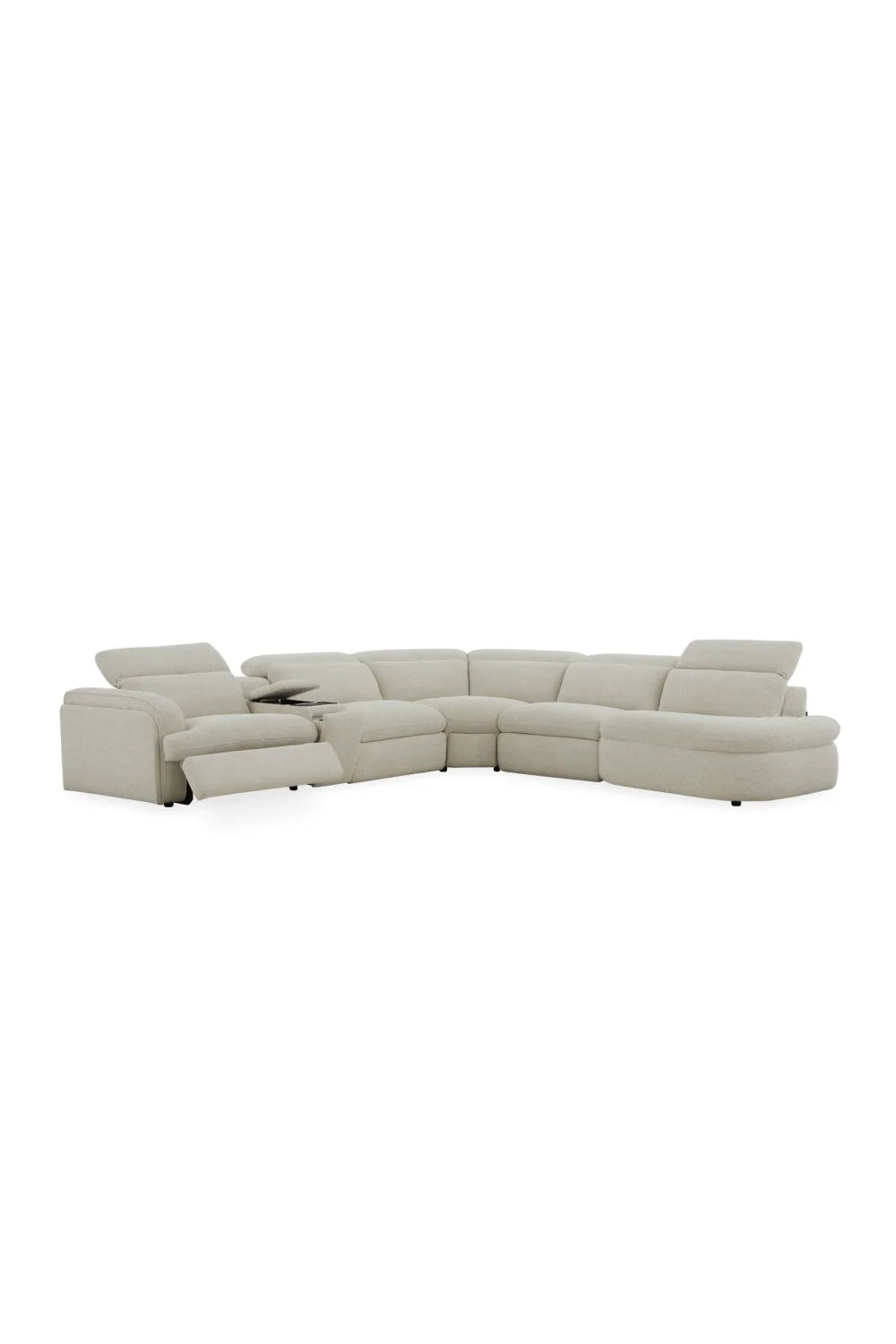 Luxury Ambler White Fabric L-Shaped Recliner Sectional Sofa Modern Italian Style for Villa