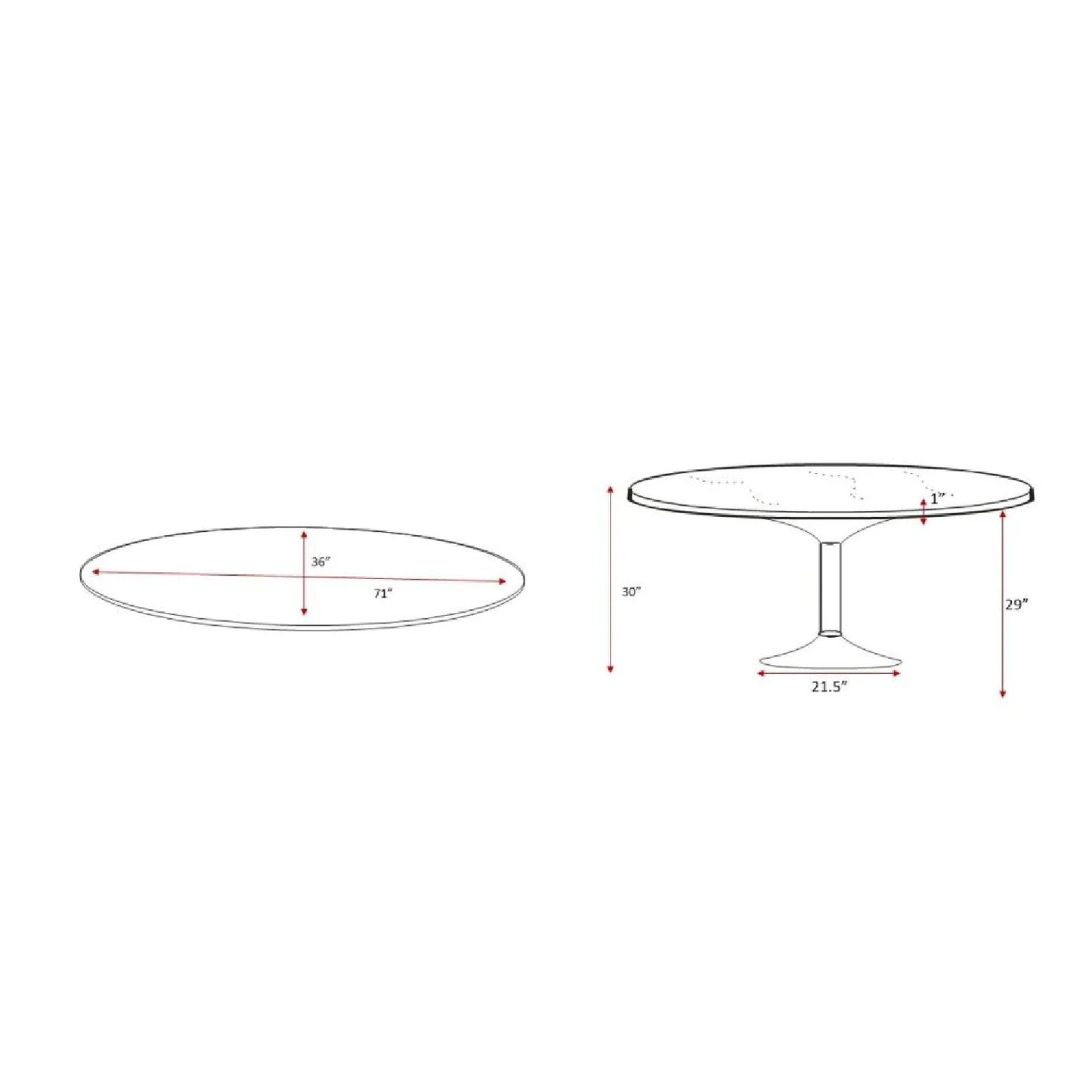 Luxury Anatalia Oval Pedestal Dining Table Modern Italian Style for Villa