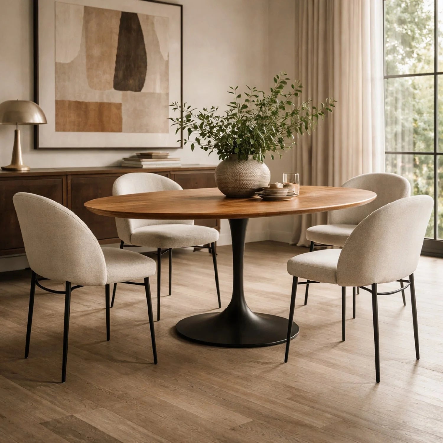 Luxury Anatalia Oval Pedestal Dining Table Modern Italian Style for Villa