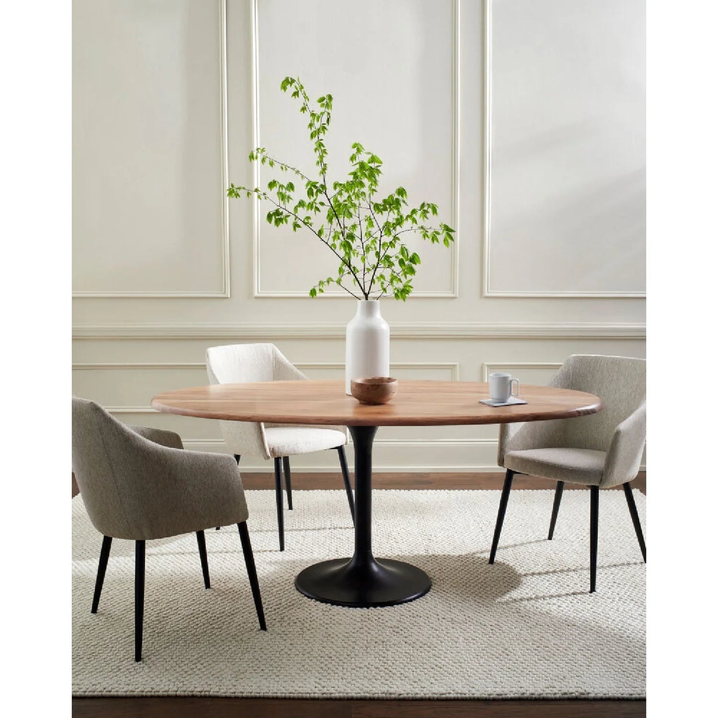 Luxury Anatalia Oval Pedestal Dining Table Modern Italian Style for Villa