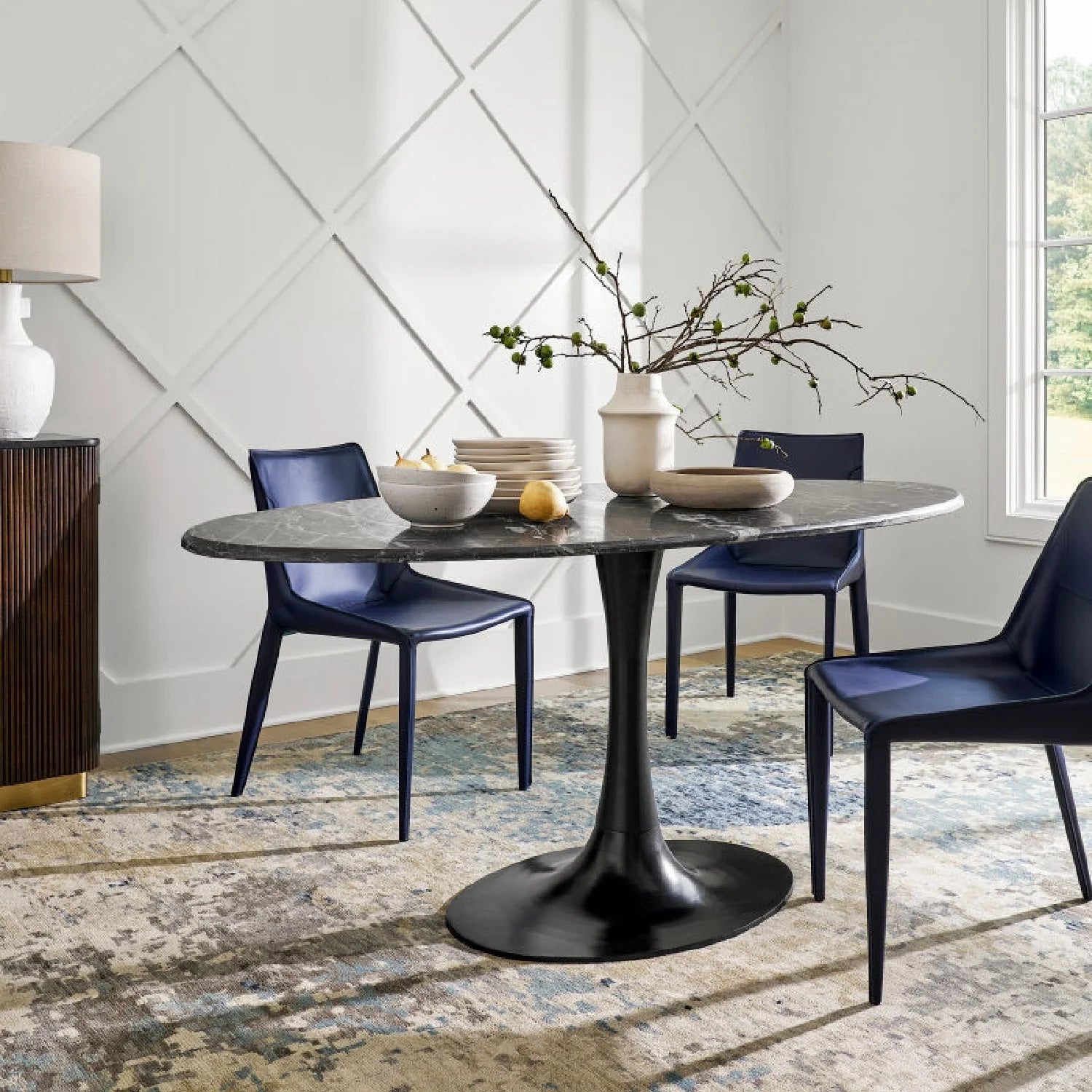 Luxury Anatalia Oval Pedestal Dining Table Modern Italian Style for Villa