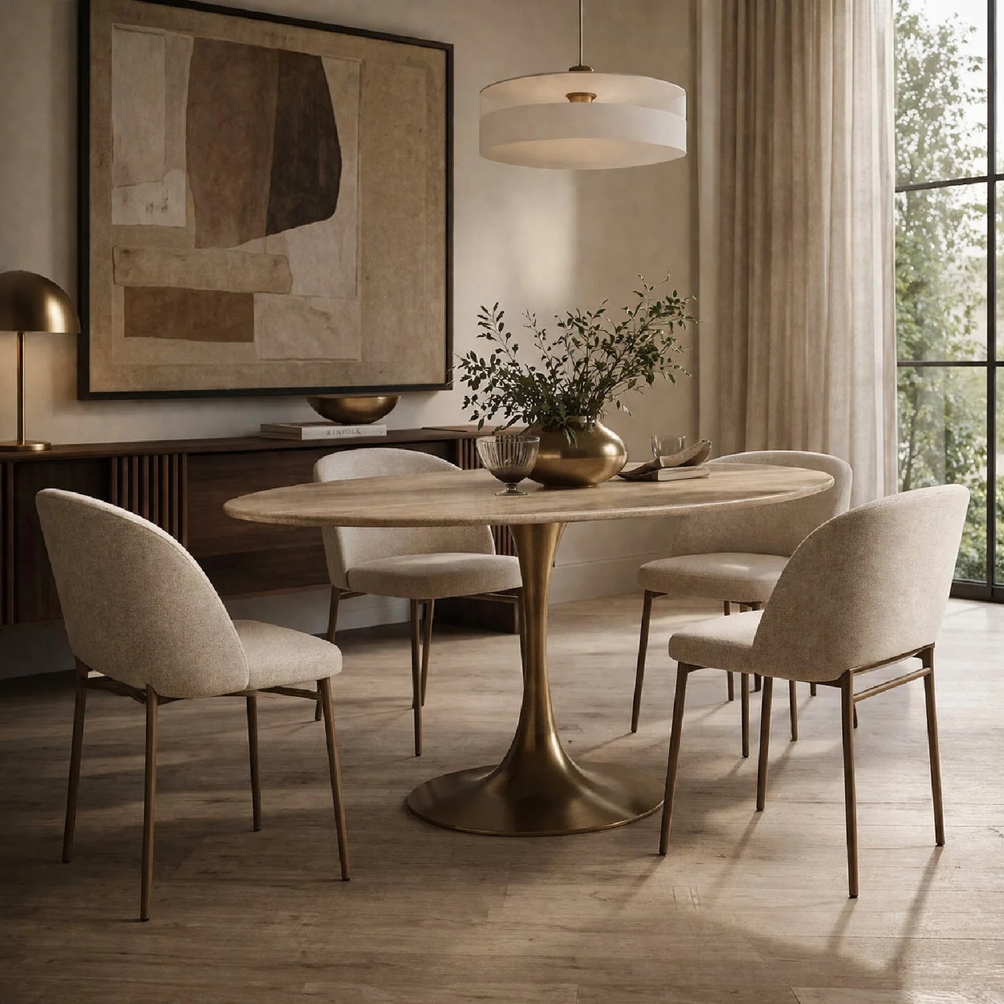Luxury Anatalia Oval Travertine Dining Table Modern Italian Style for Villa