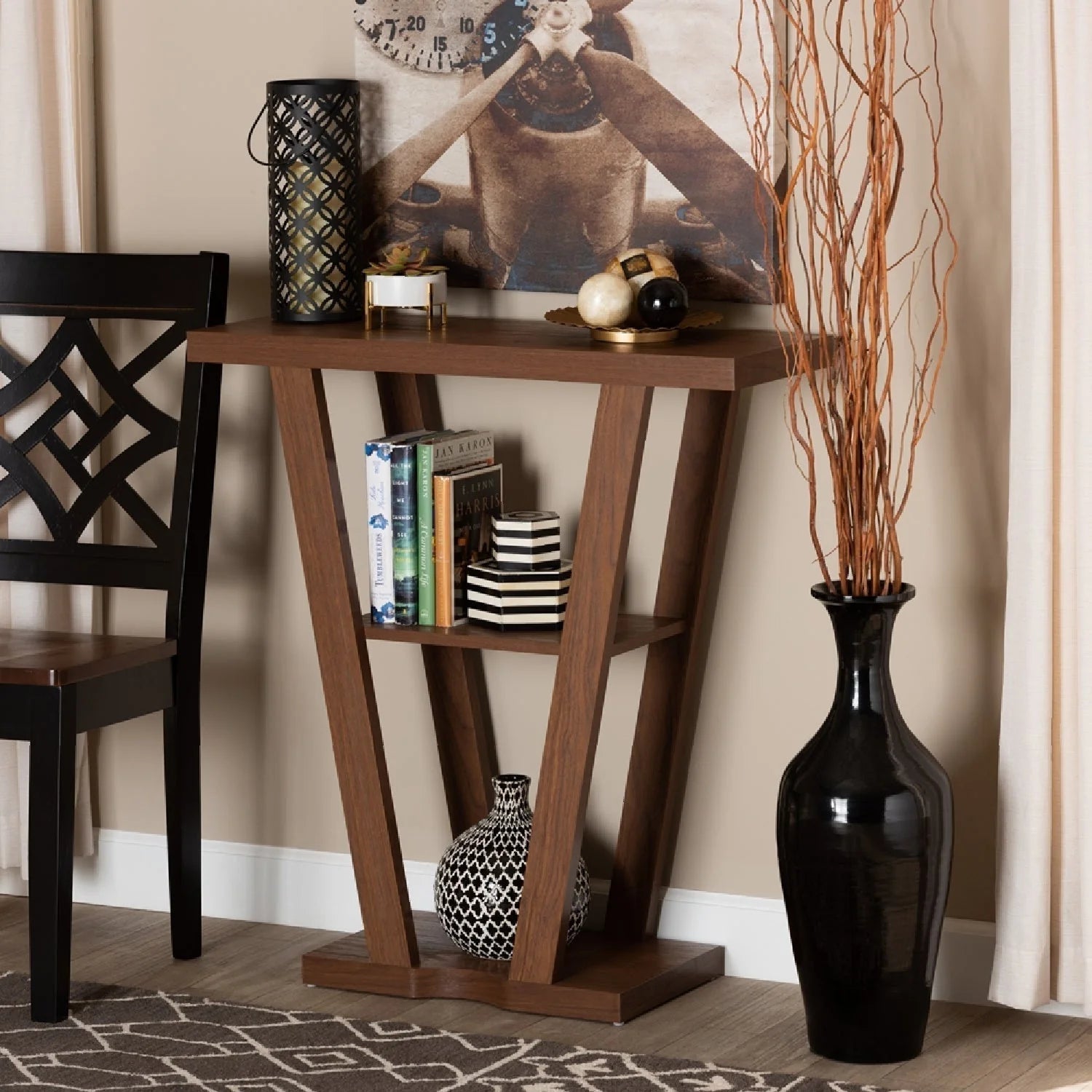 Luxury Angular Walnut Console Table Modern Italian Style for Villa