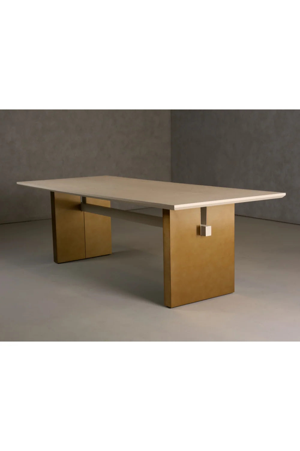 Luxury Angus Cream Ash Rectangular Dining Table Modern Italian Style for Villa
