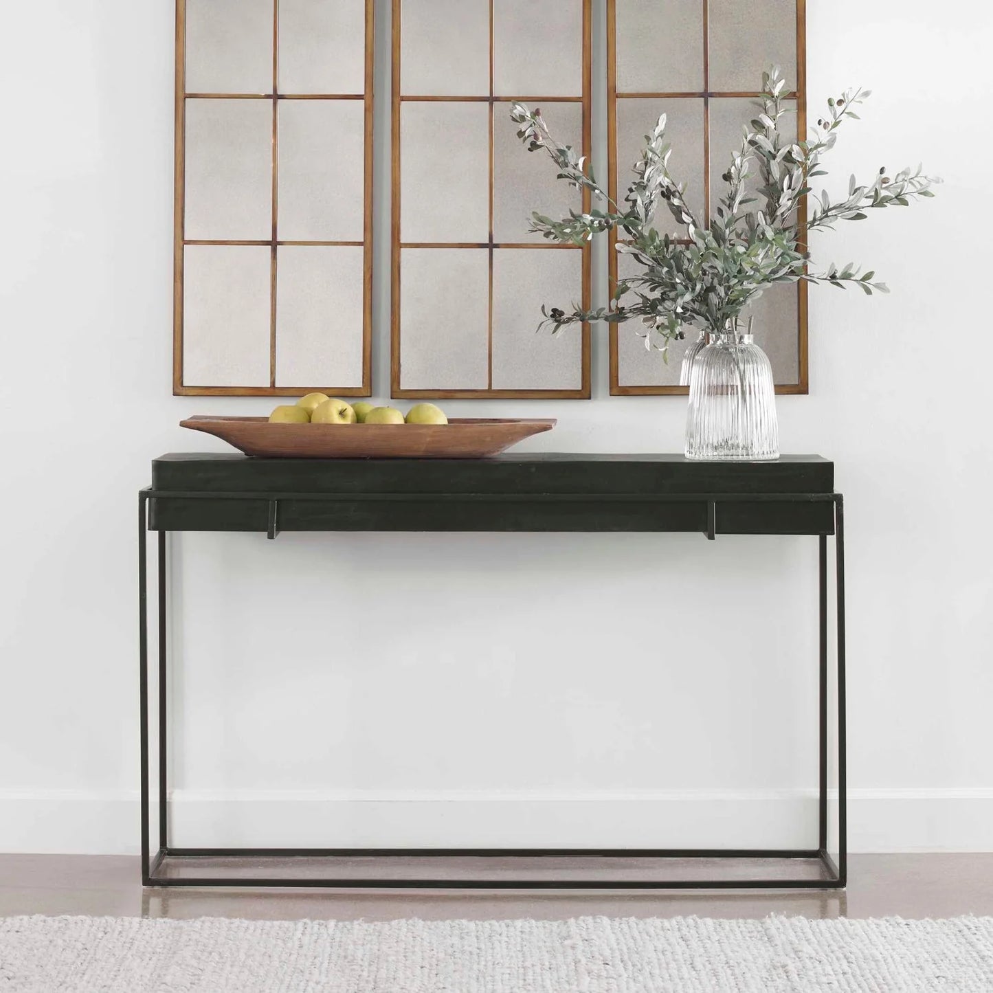 Luxury Antique Black Cast Aluminum Console Table Modern Italian Style for Villa