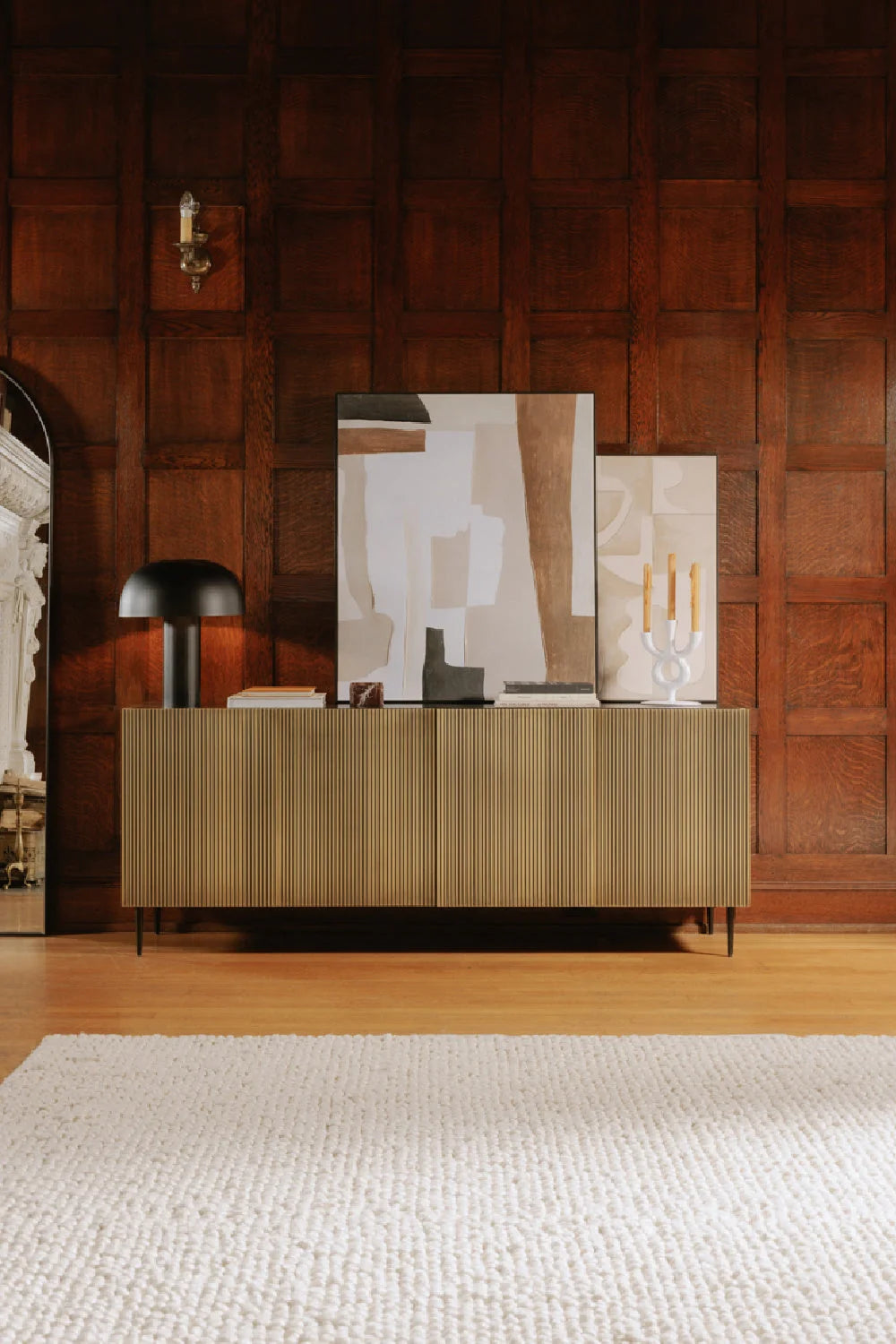 Luxury Antique Brass 2-Door Sideboard European Style for Villa