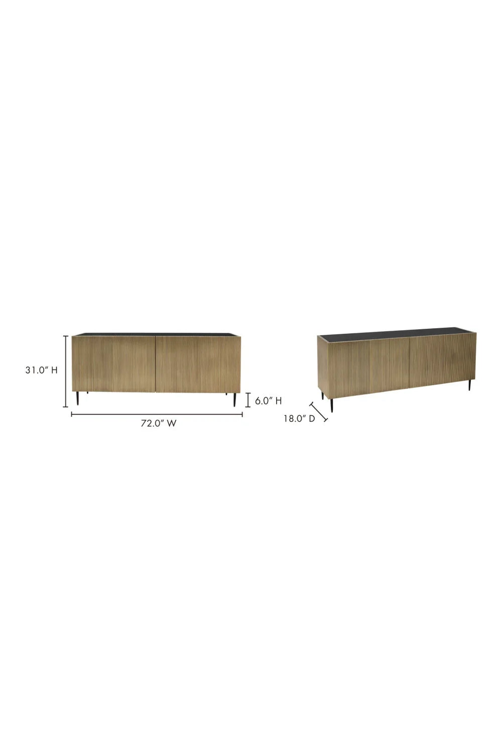 Luxury Antique Brass 2-Door Sideboard European Style for Villa