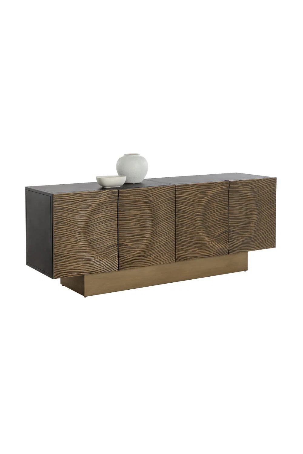 Luxury Antique Brass 4-Door Sideboard European Style for Villa