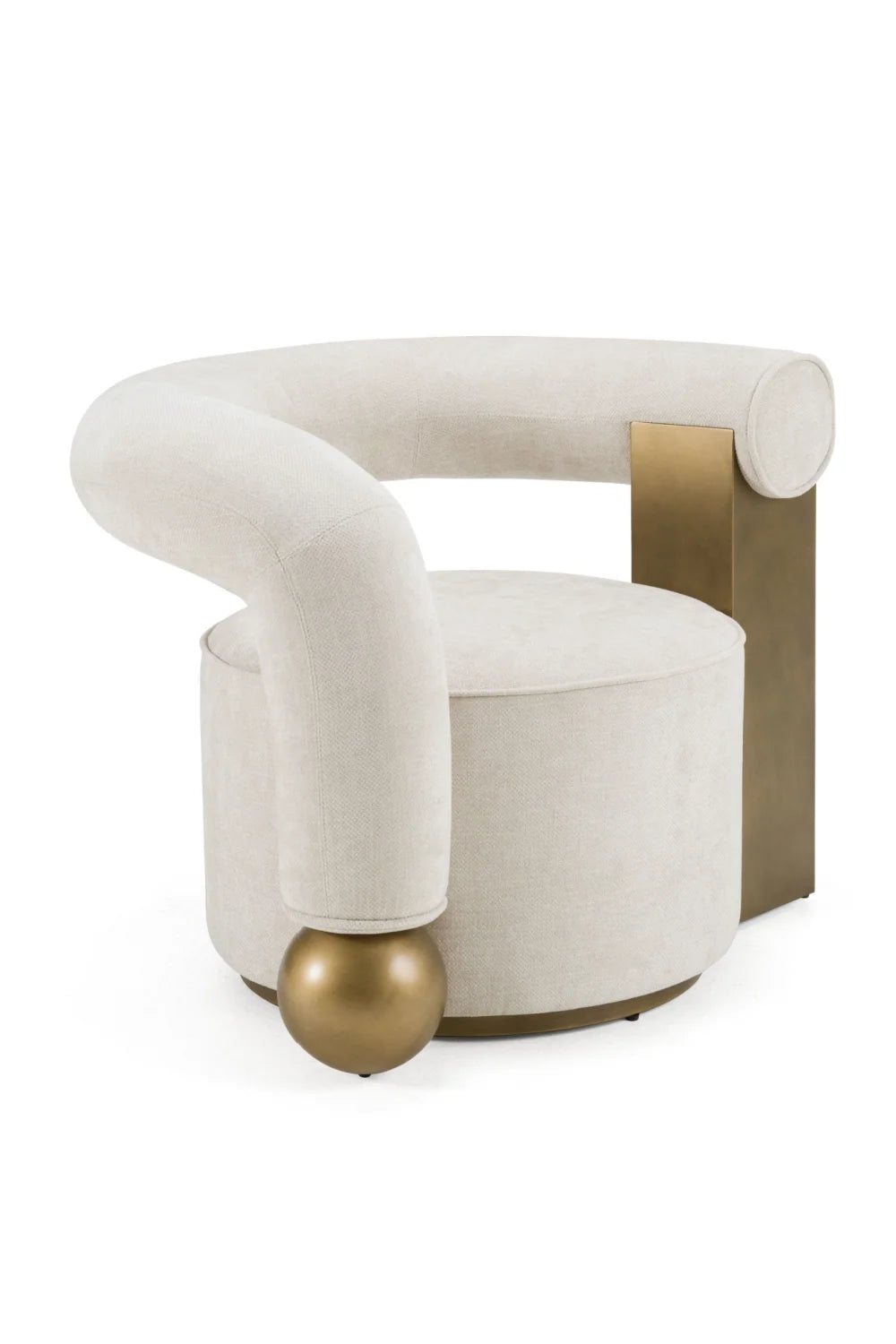Luxury Antique Brass Beige Accent Chair European Style for Villa