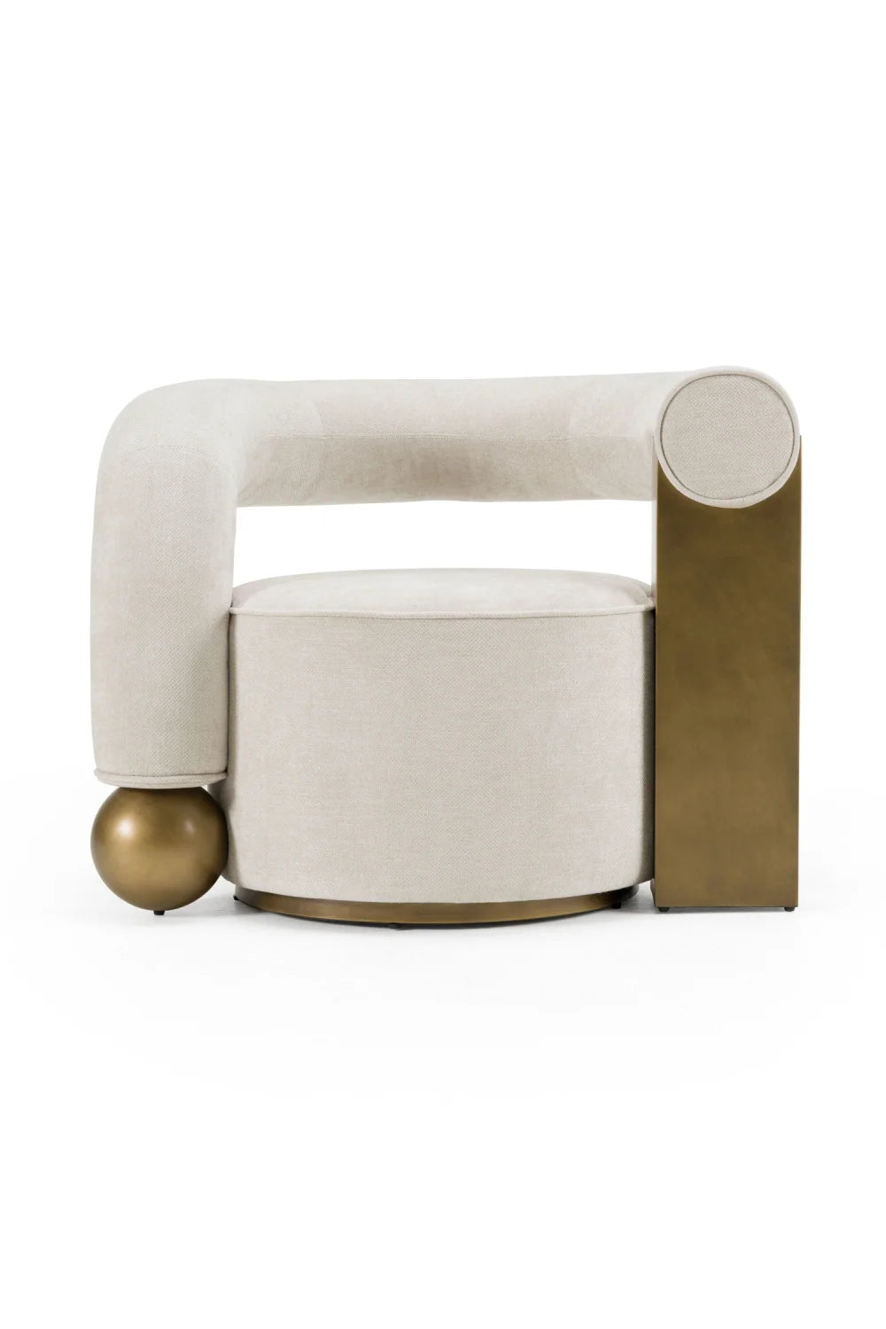 Luxury Antique Brass Beige Accent Chair European Style for Villa