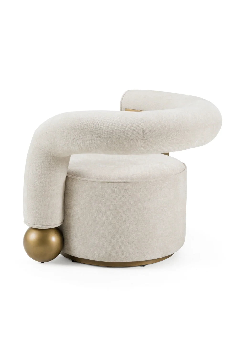 Luxury Antique Brass Beige Accent Chair European Style for Villa