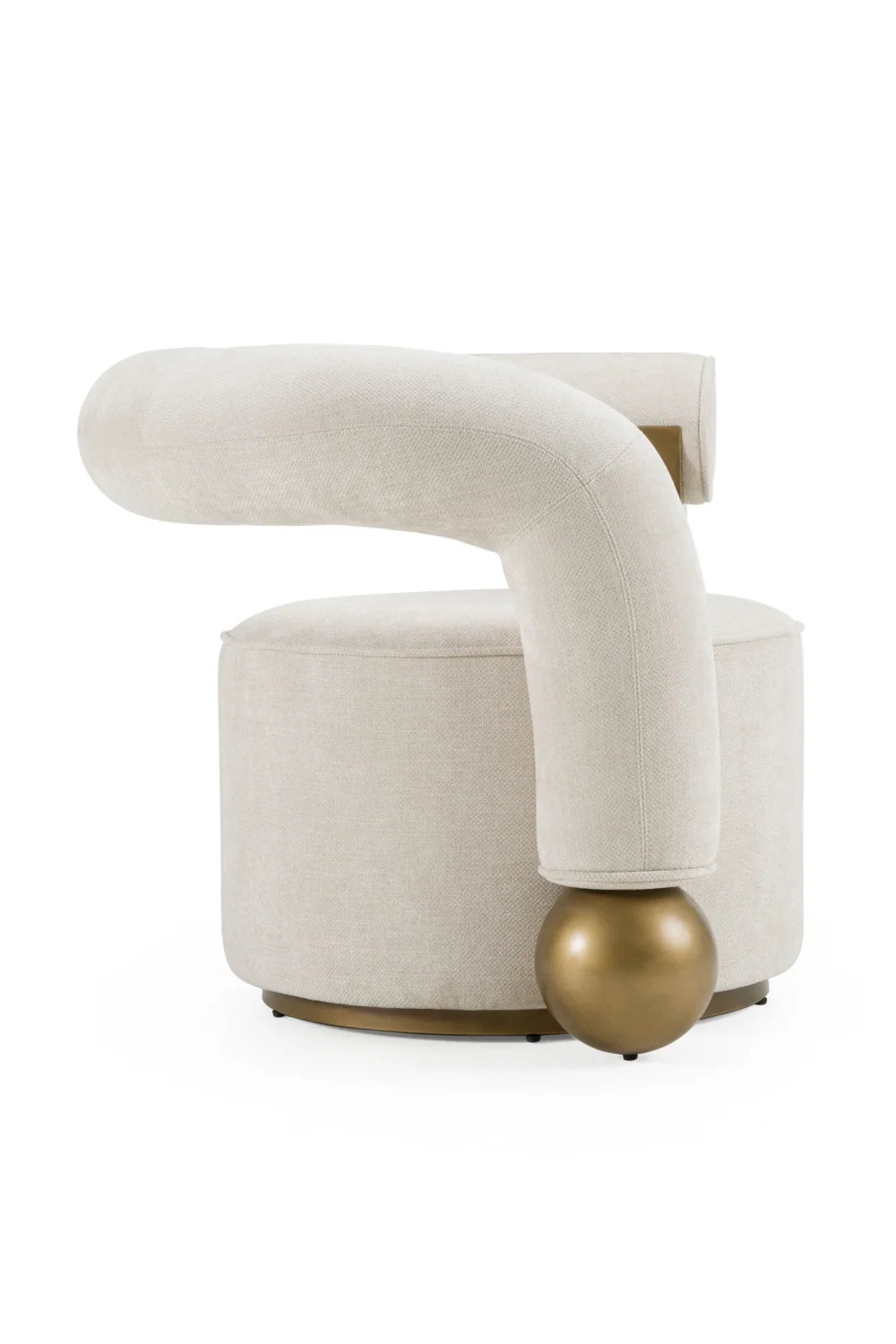 Luxury Antique Brass Beige Accent Chair European Style for Villa