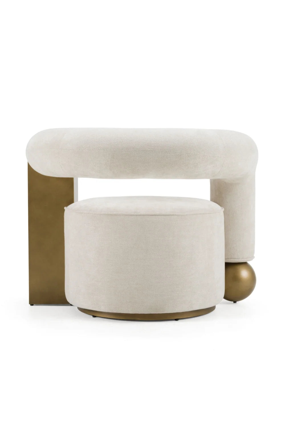 Luxury Antique Brass Beige Accent Chair European Style for Villa