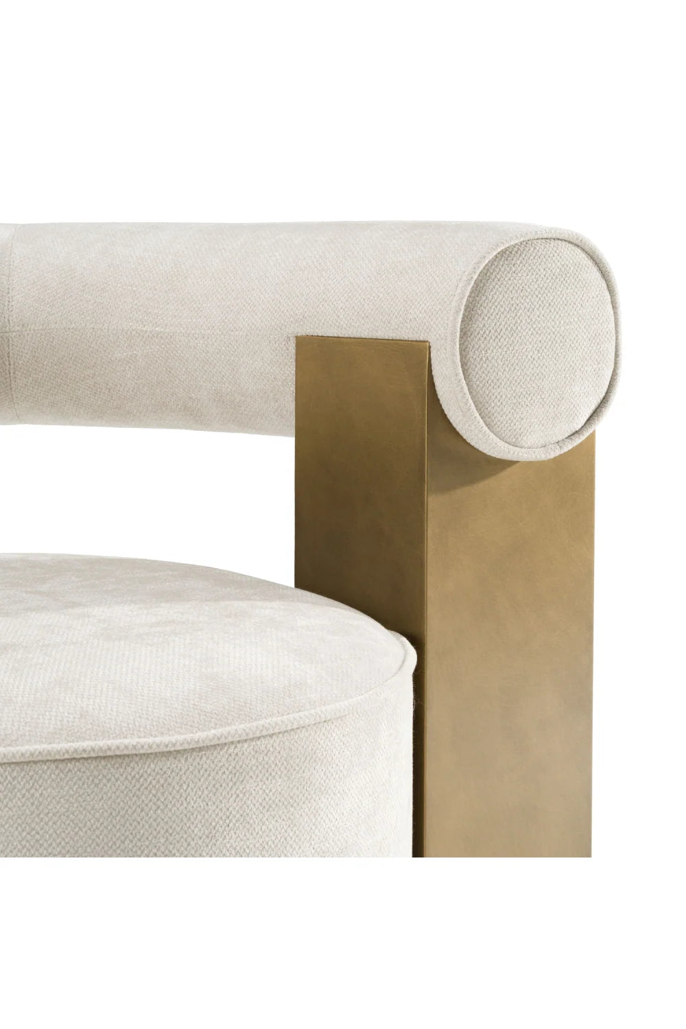 Luxury Antique Brass Beige Accent Chair European Style for Villa