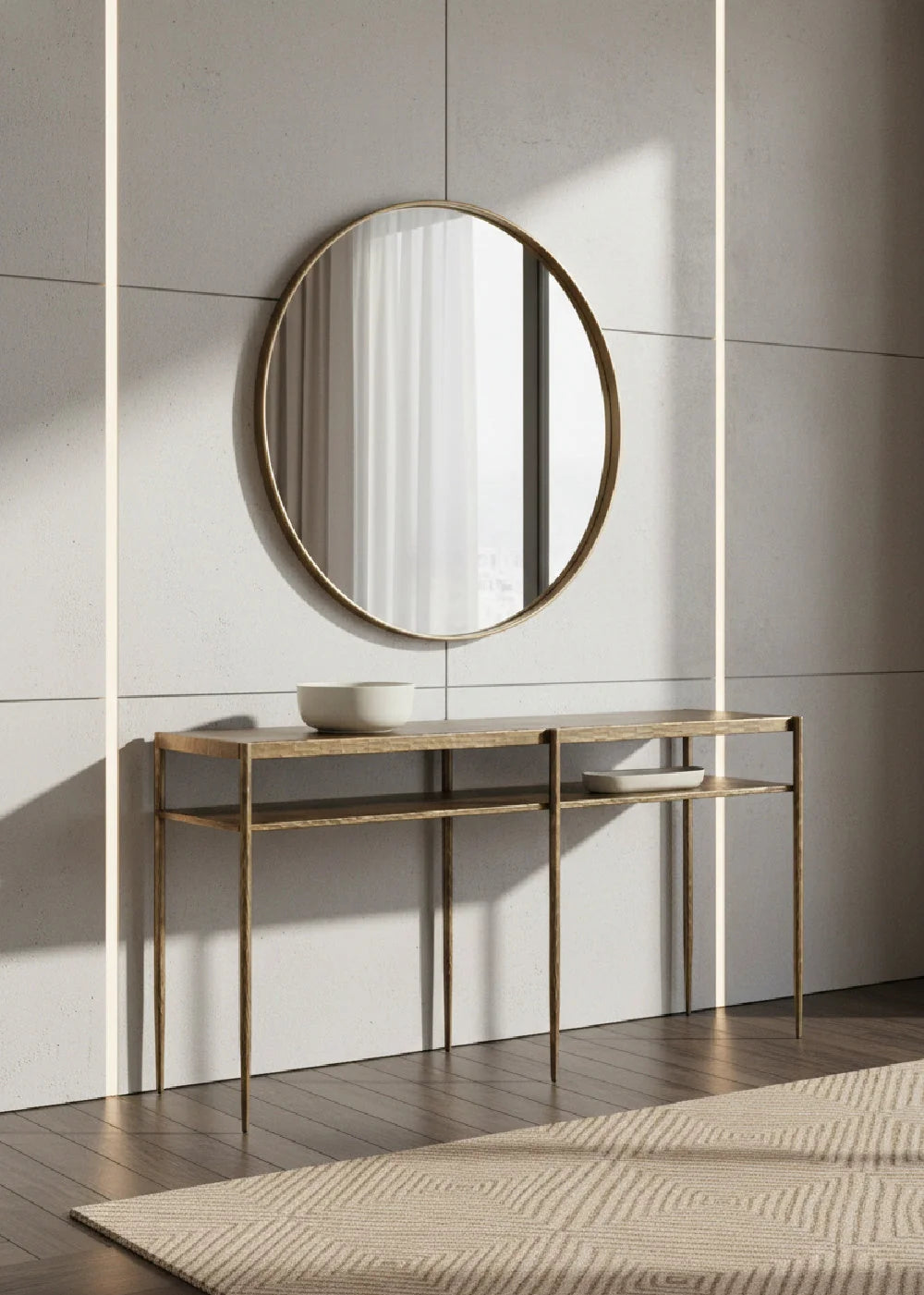 Luxury Antique Brass Console Table Modern Italian Style for Villa