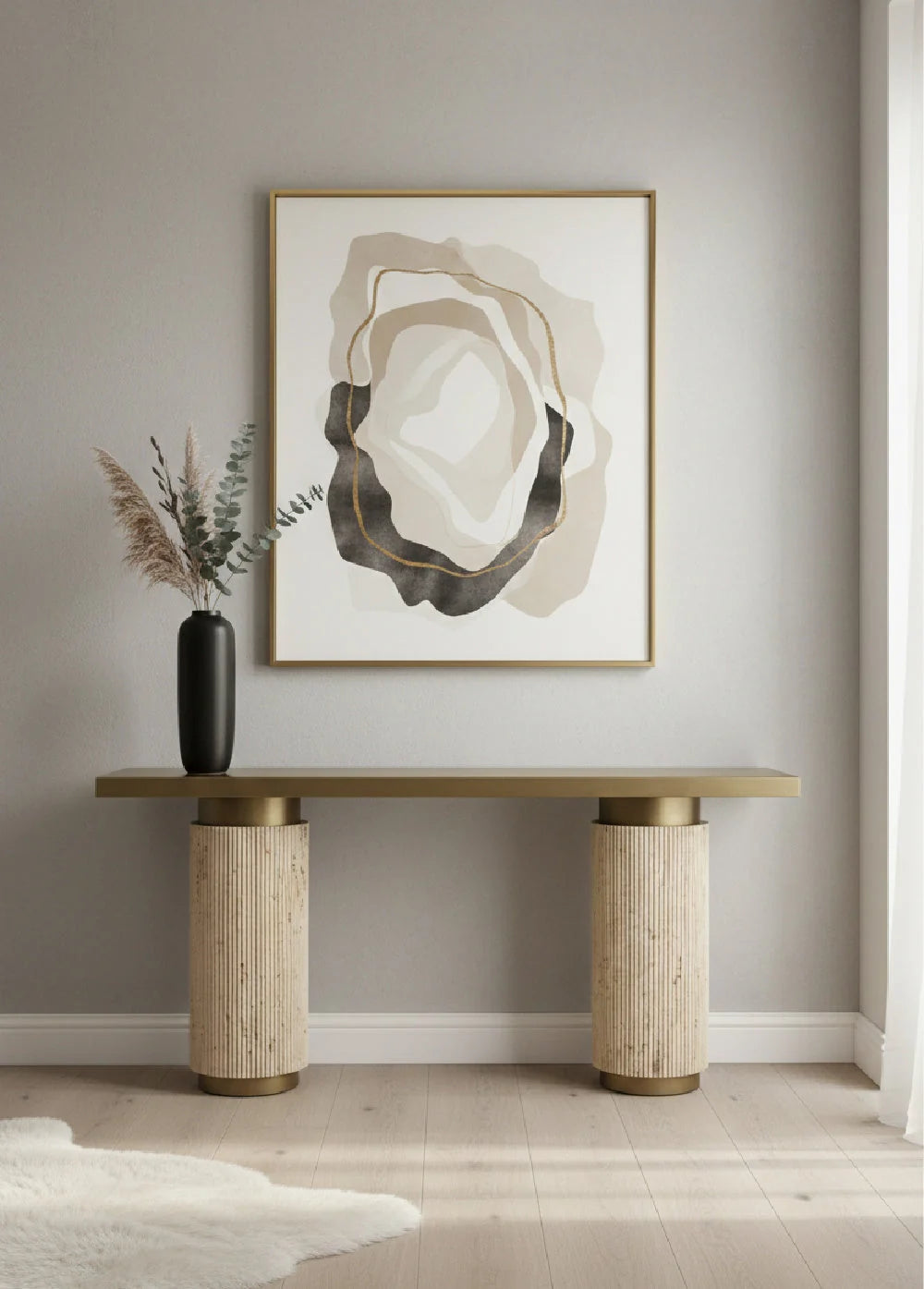 Luxury Antique Brass Console Table Modern Italian Style for Villa