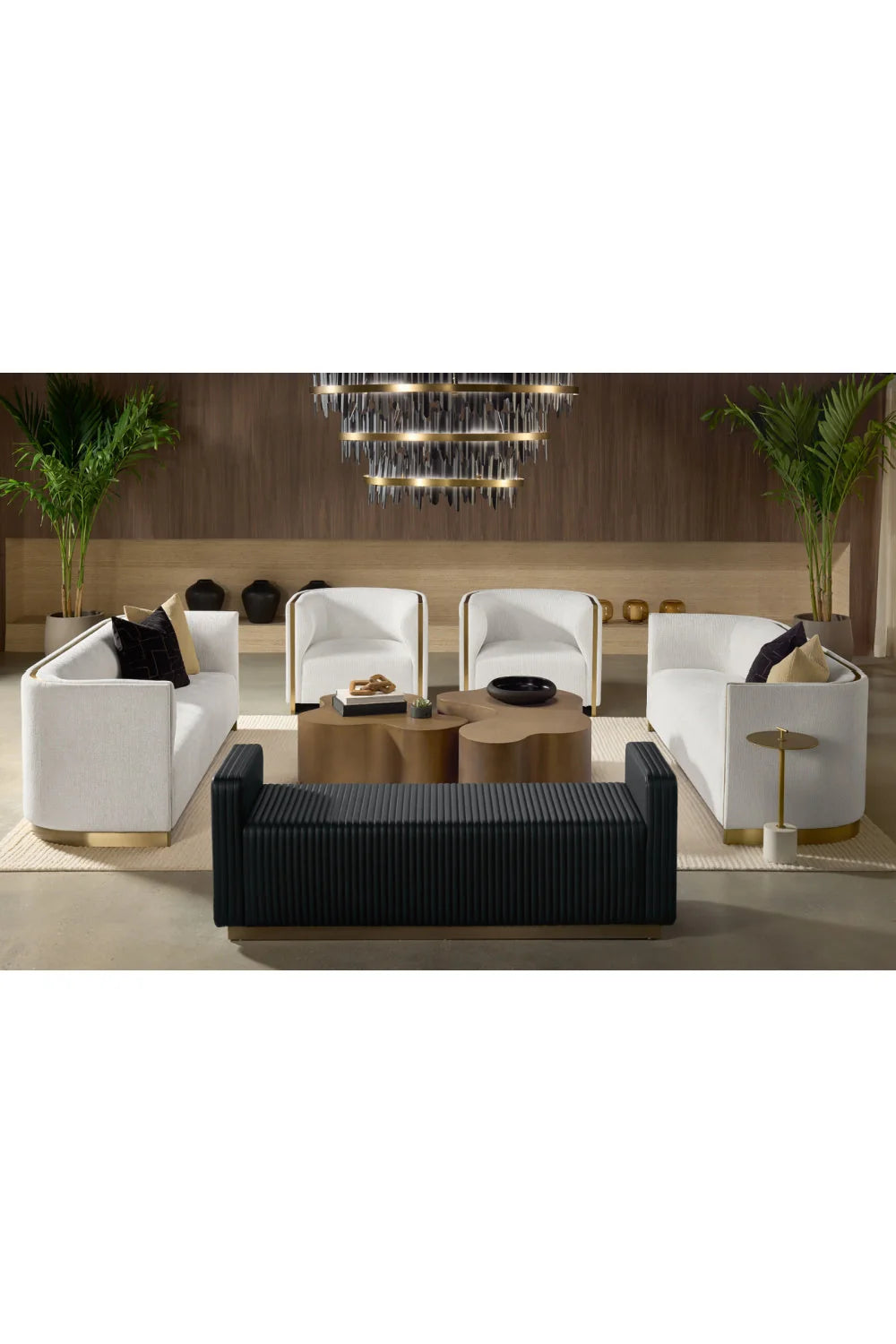 Luxury Antique Brass Nesting Coffee Table Modern Italian Style for Villa