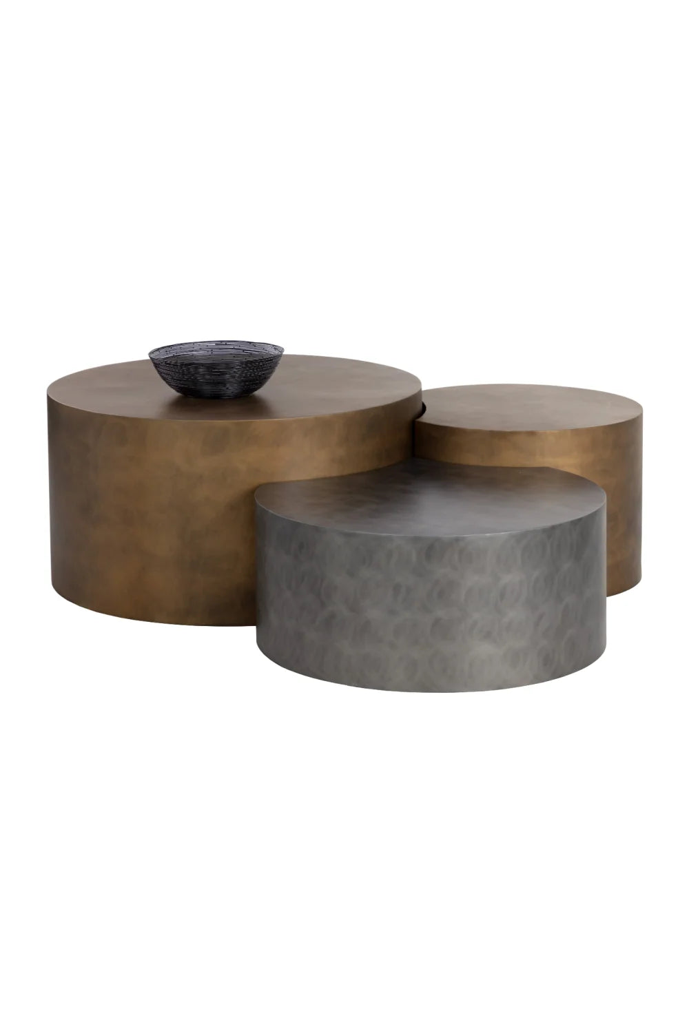 Luxury Antique Brass Nesting Coffee Tables Modern Italian Style for Villa