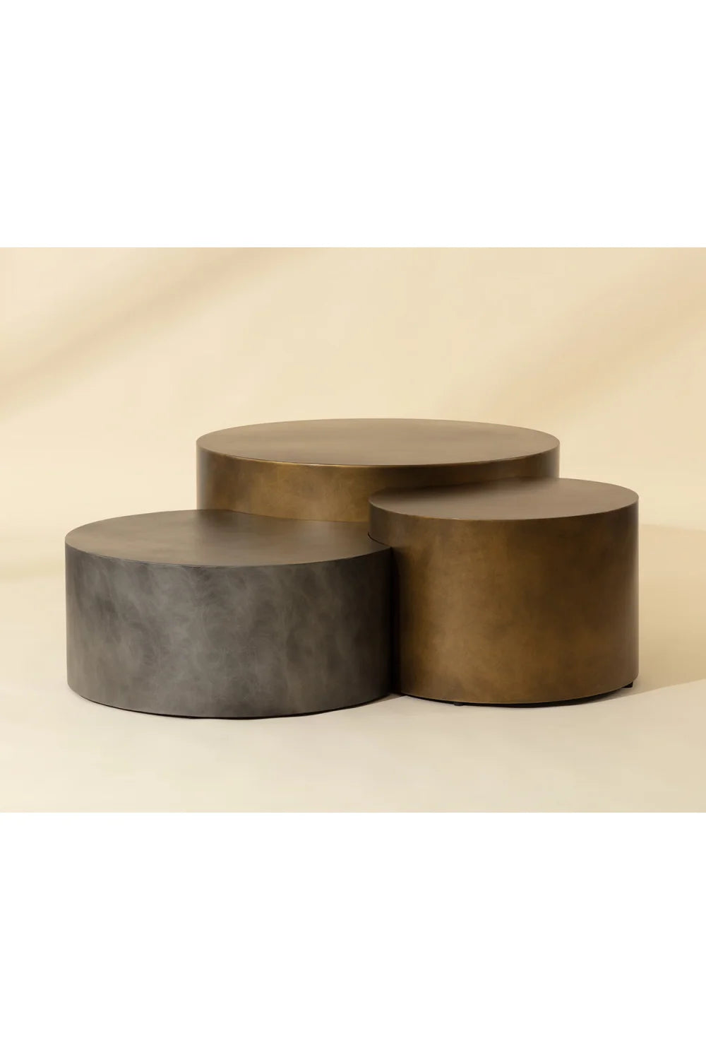 Luxury Antique Brass Nesting Coffee Tables Modern Italian Style for Villa