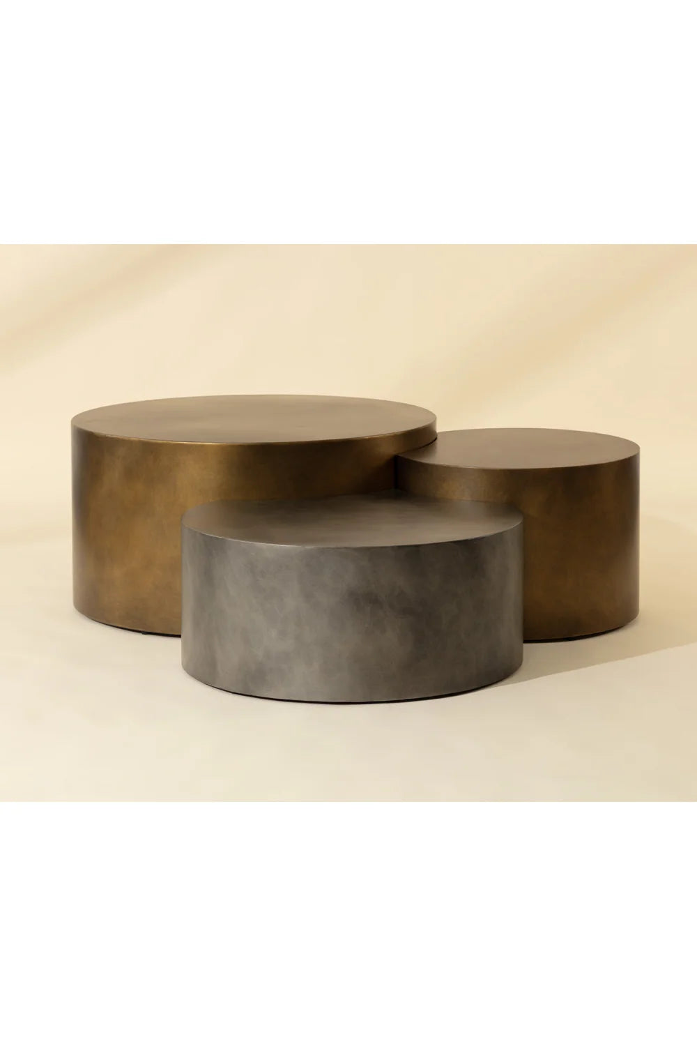 Luxury Antique Brass Nesting Coffee Tables Modern Italian Style for Villa