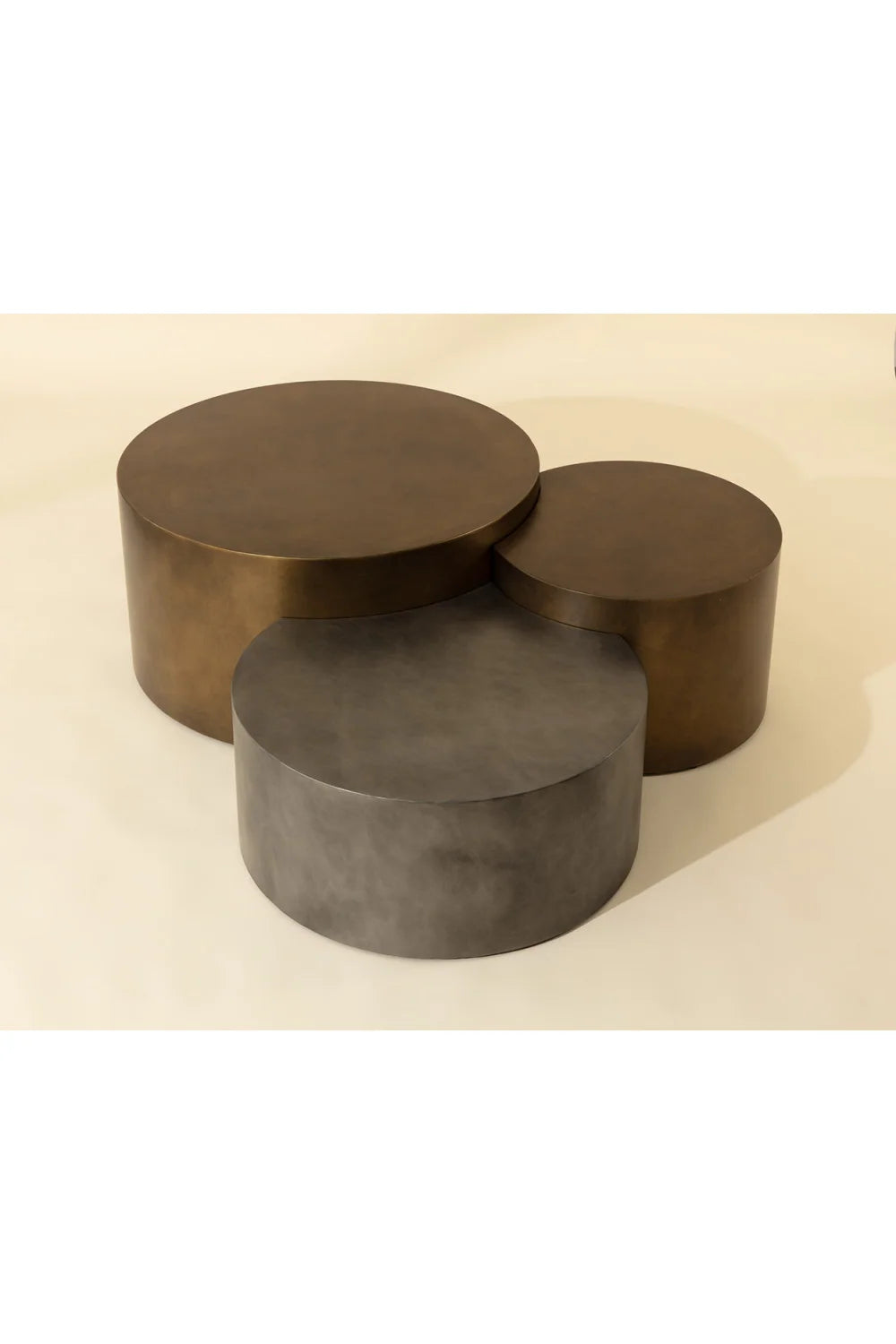 Luxury Antique Brass Nesting Coffee Tables Modern Italian Style for Villa