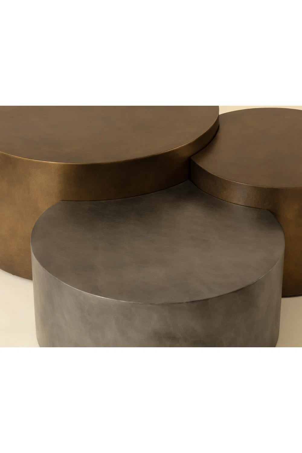 Luxury Antique Brass Nesting Coffee Tables Modern Italian Style for Villa