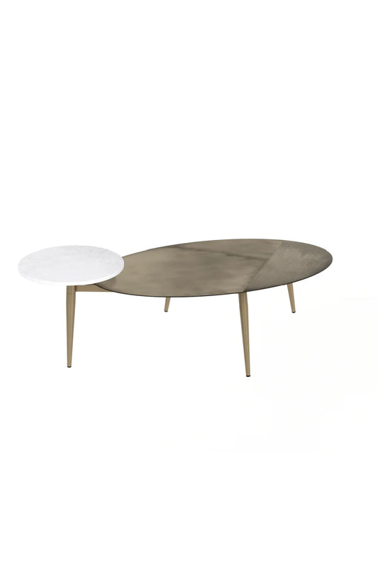 Luxury Antique Brass Oval Coffee Table Modern Italian Style for Villa