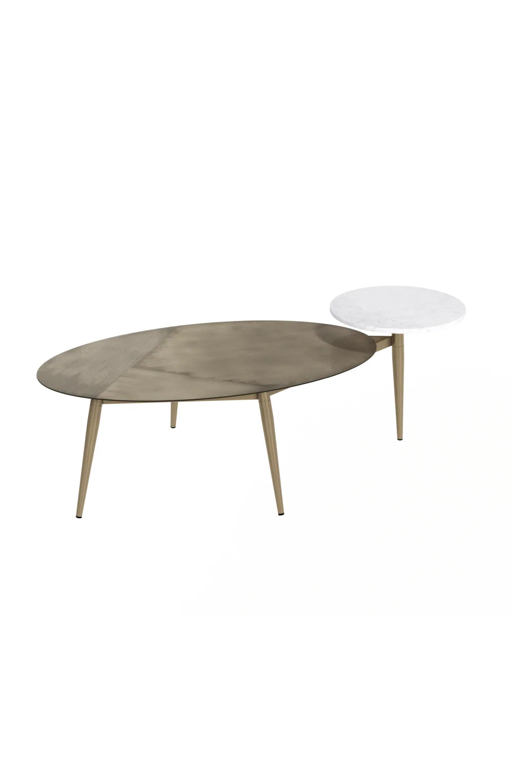 Luxury Antique Brass Oval Coffee Table Modern Italian Style for Villa