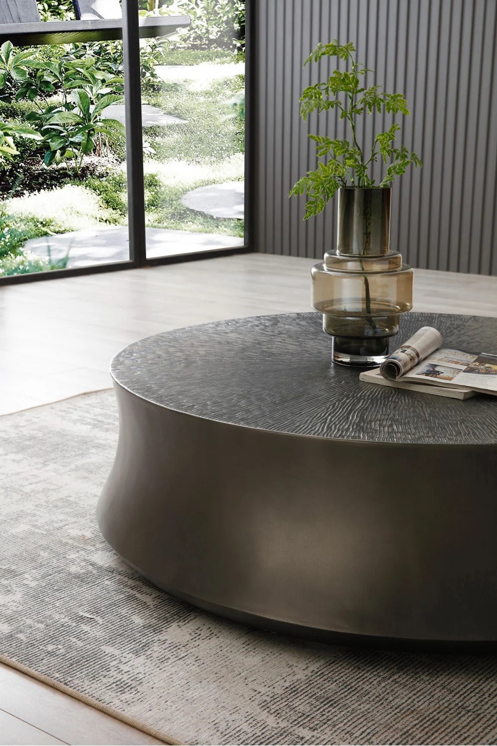 Luxury Antique Gray Round Coffee Table Modern Italian Style for Villa