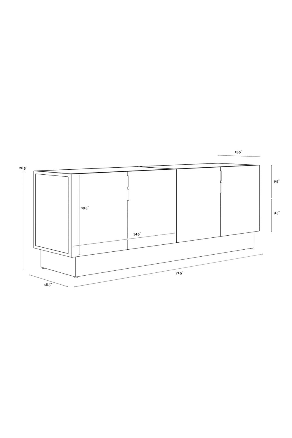 Luxury Antique Silver 4-Door Sideboard European Style for Villa