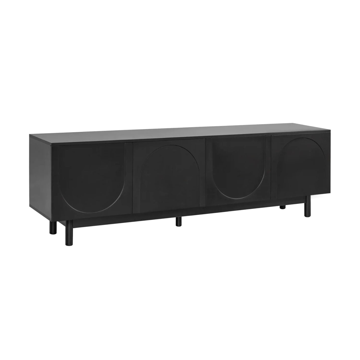Luxury Arch Black Wood TV Stand Modern Italian Style for Villa