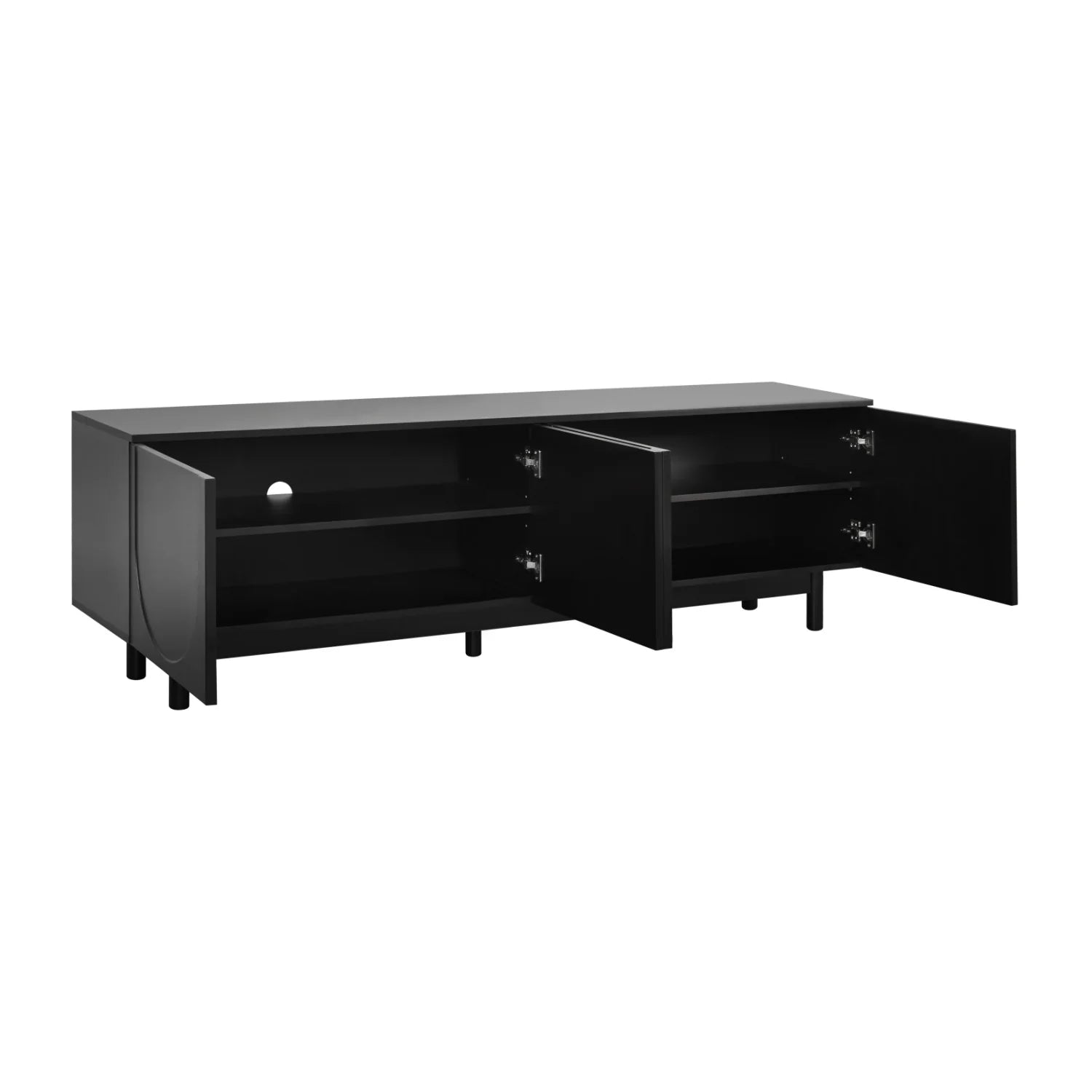 Luxury Arch Black Wood TV Stand Modern Italian Style for Villa