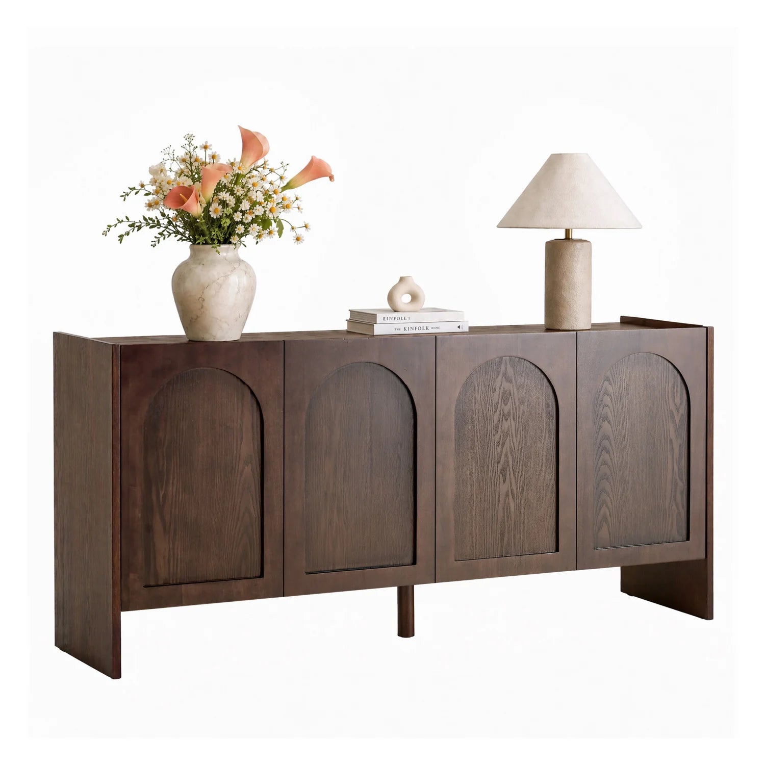 Luxury Arched Wood 4-Door Sideboard European Style for Villa