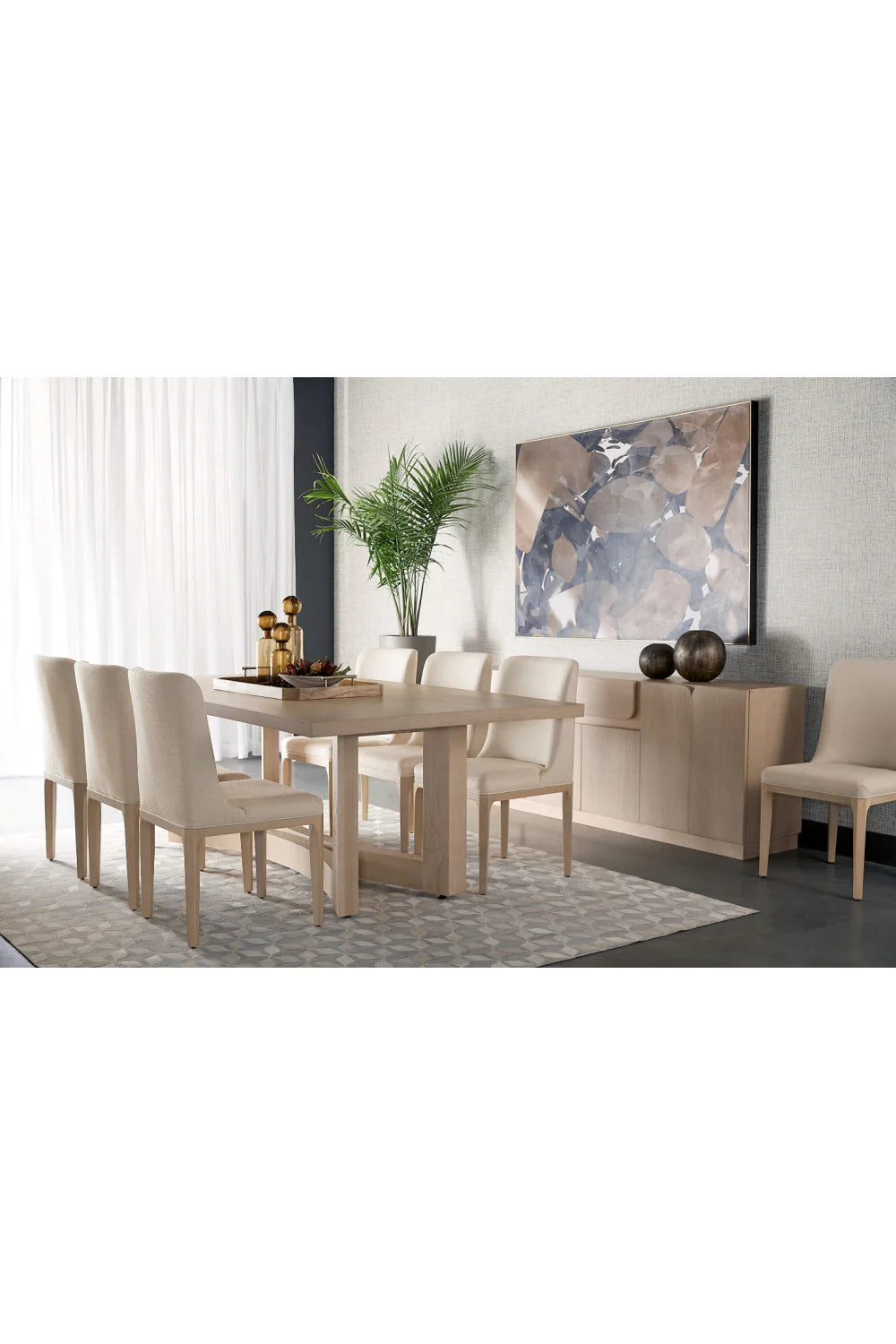 Luxury Arezza Light Washed Oak Dining Table Modern Italian Style for Villa
