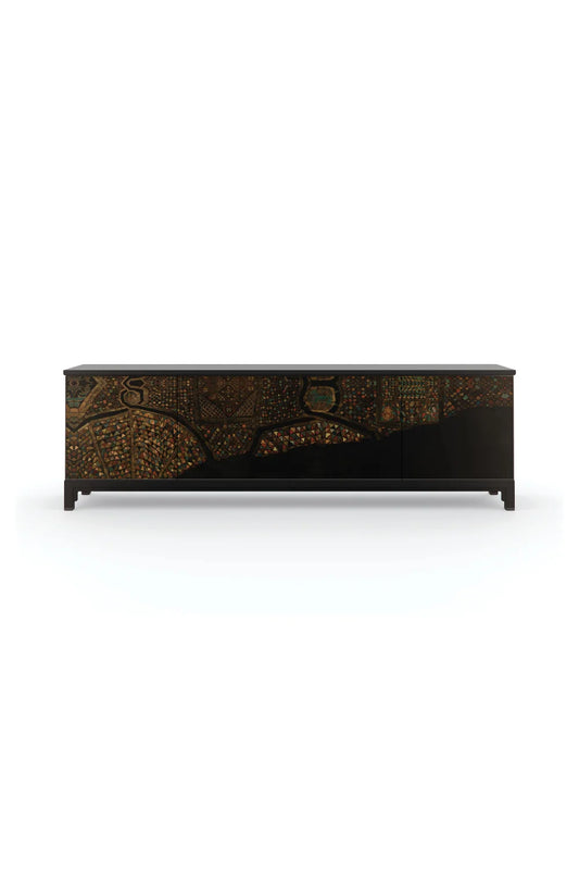 Luxury Art Printed 4-Door Sideboard European Style for Villa