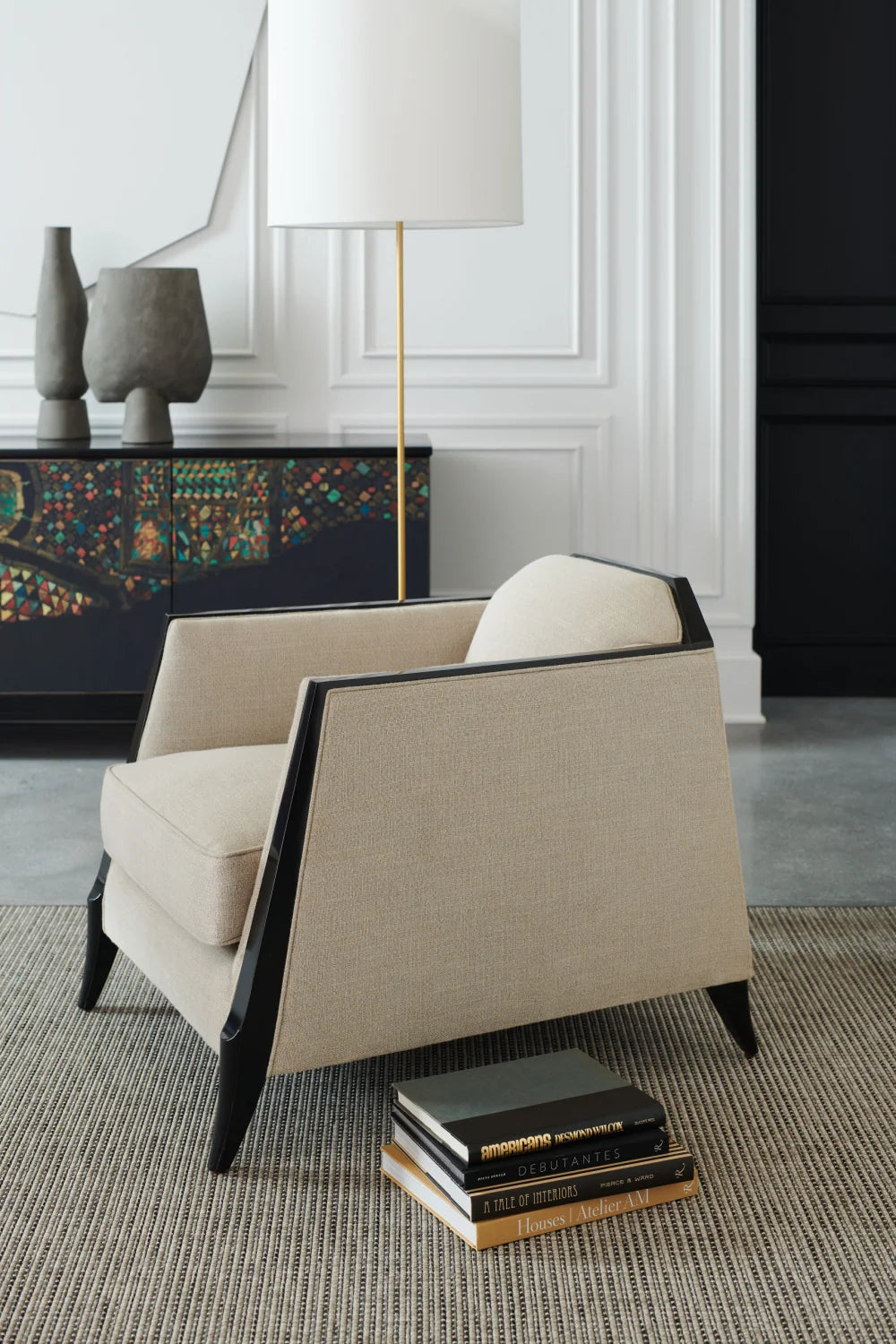 Luxury Art Printed 4-Door Sideboard European Style for Villa