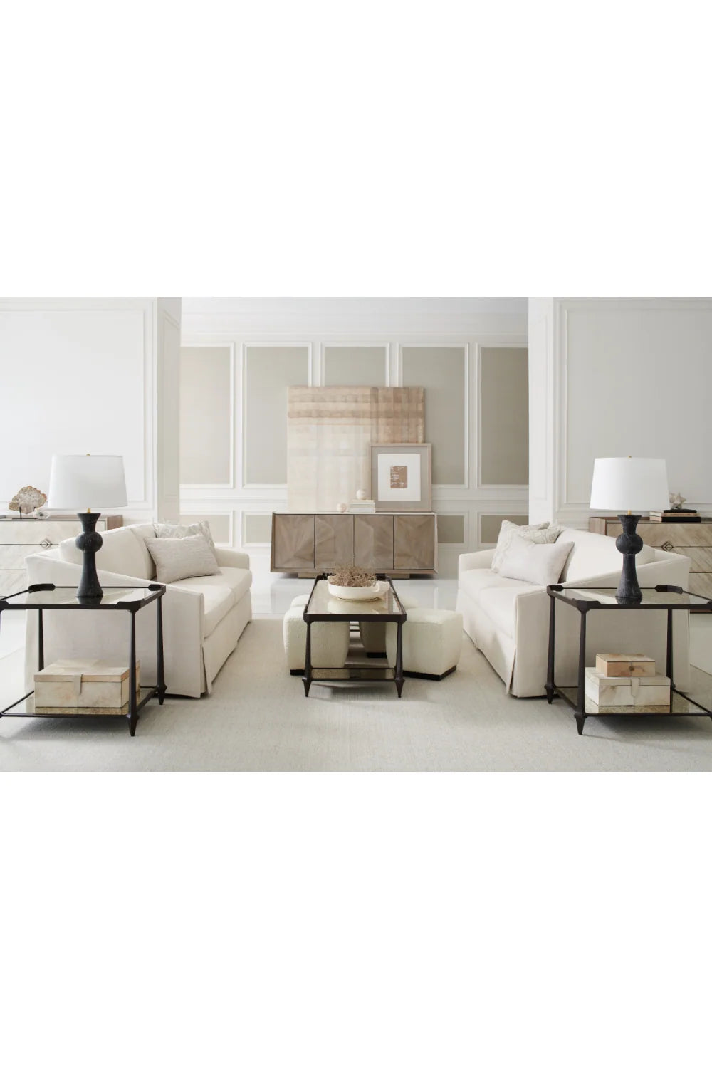 Luxury Ash Driftwood 4-Door Sideboard European Style for Villa