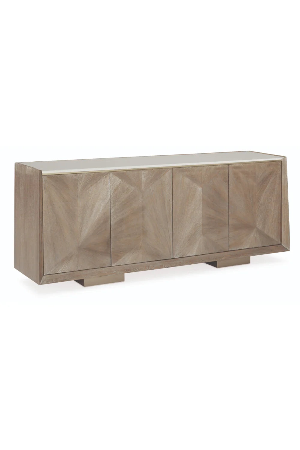 Luxury Ash Driftwood 4-Door Sideboard European Style for Villa