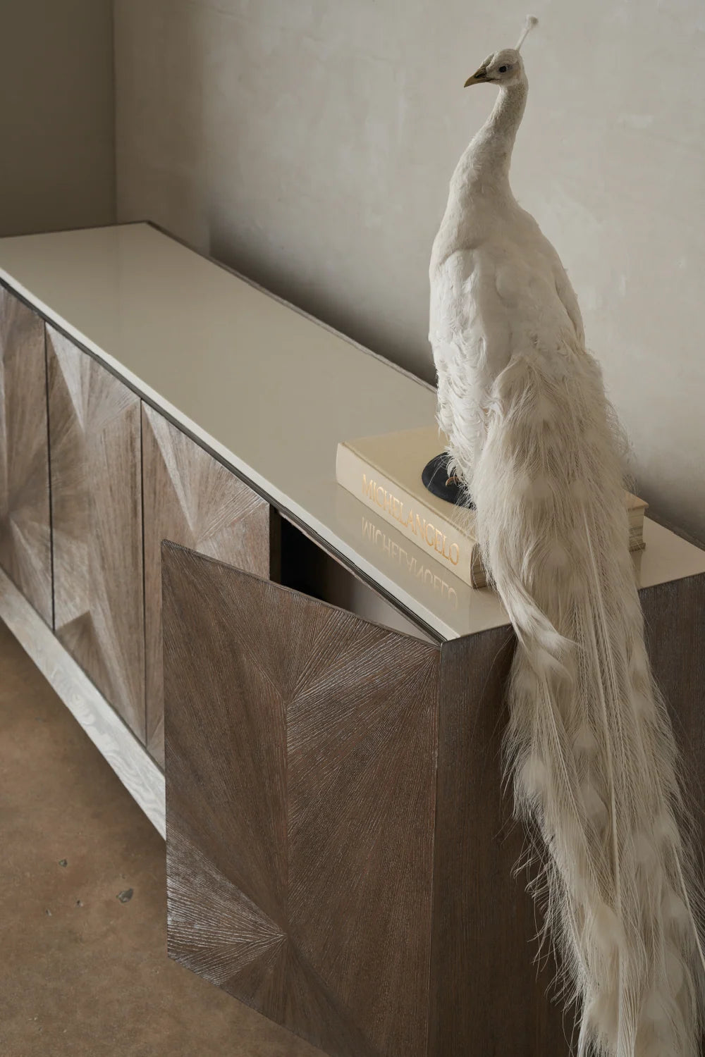 Luxury Ash Driftwood 4-Door Sideboard European Style for Villa
