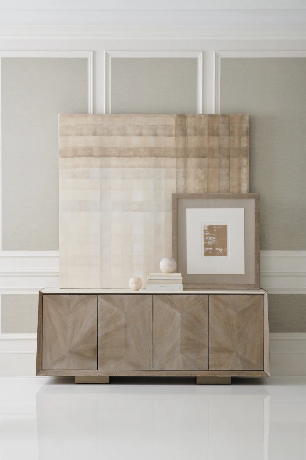 Luxury Ash Driftwood 4-Door Sideboard European Style for Villa