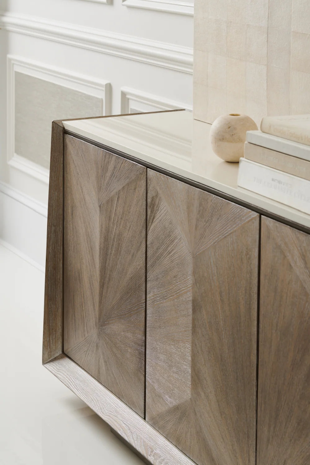 Luxury Ash Driftwood 4-Door Sideboard European Style for Villa