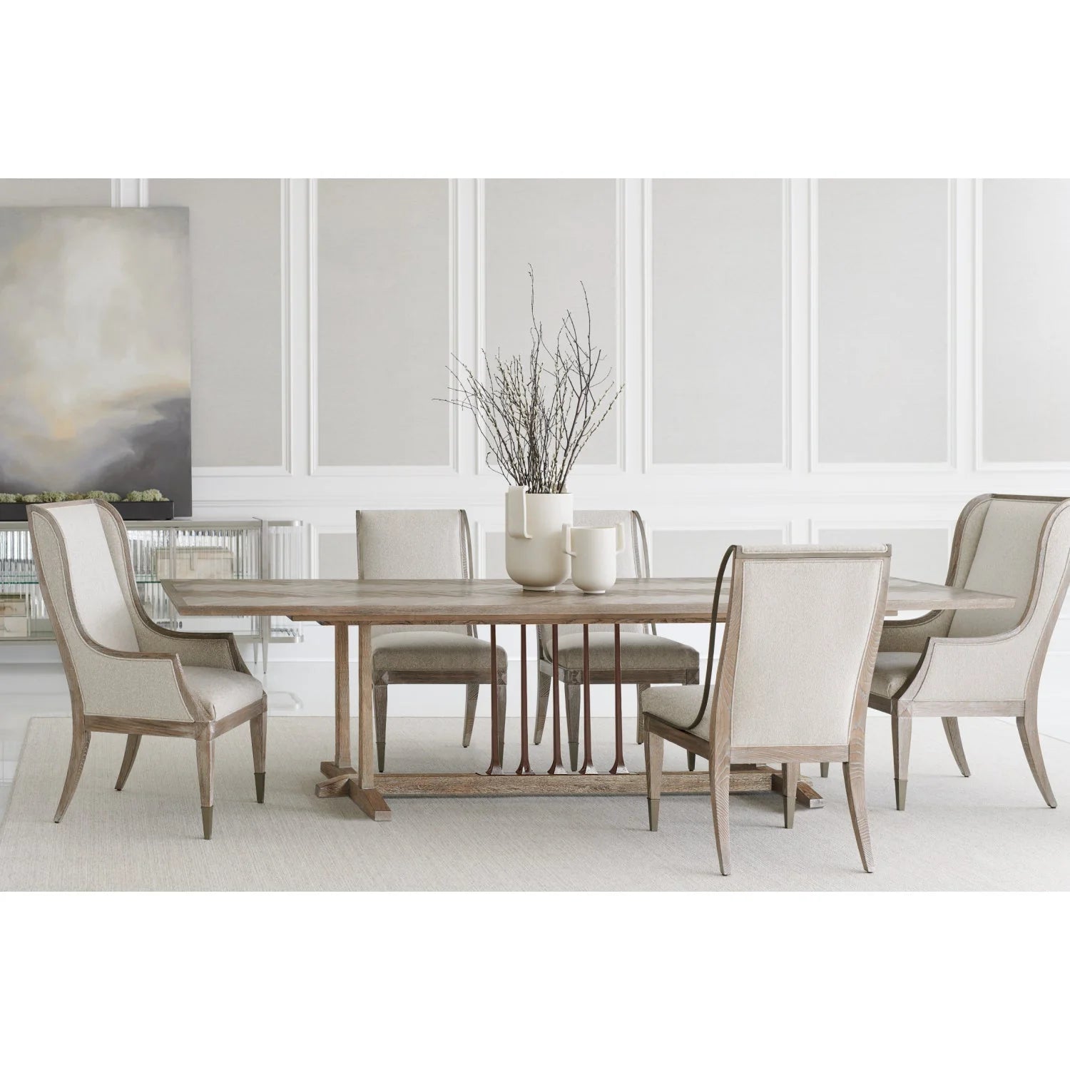 Luxury Ash Driftwood Extendable Dining Table Modern Italian Style for Villa
