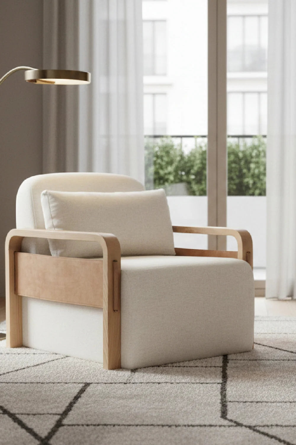 Luxury Ash-Framed Swivel Lounge Chair Modern Italian Style for Villa