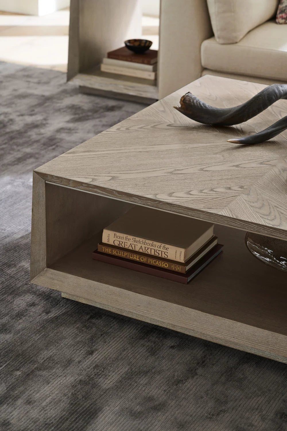Luxury Ash Square Coffee Table Modern Italian Style for Villa