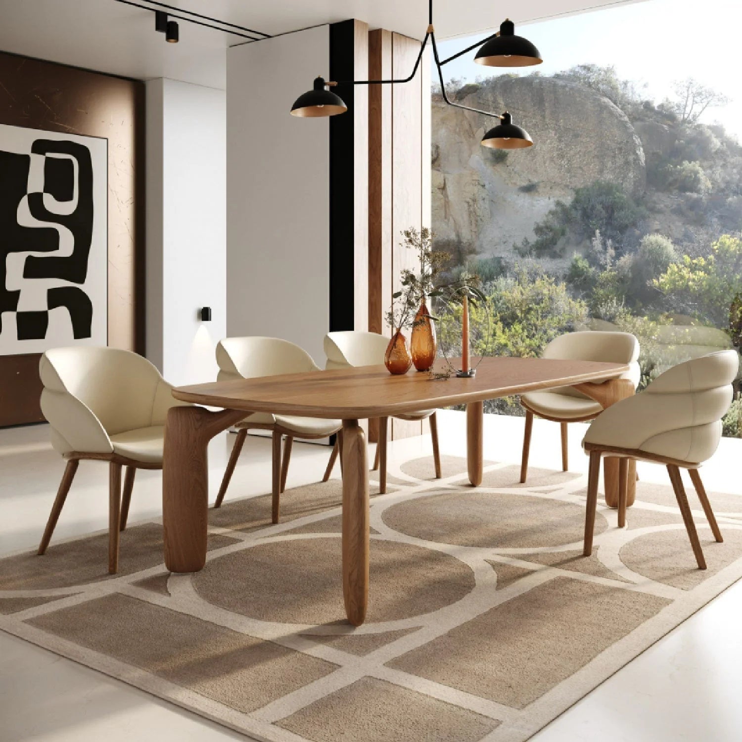 Luxury Ash Veneer Rectangular Dining Table Modern Italian Style for Villa
