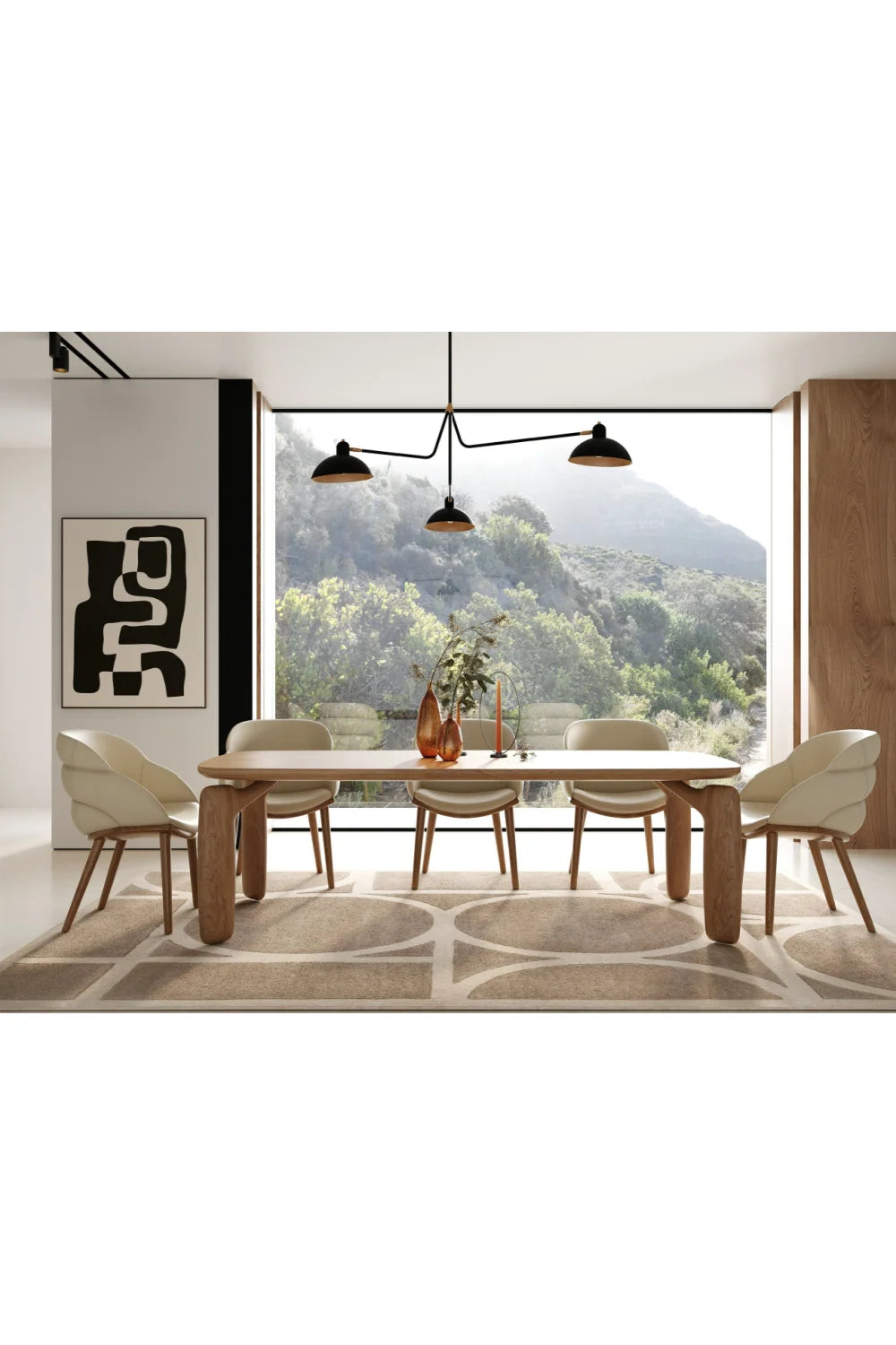 Luxury Ash Veneer Rectangular Dining Table Modern Italian Style for Villa